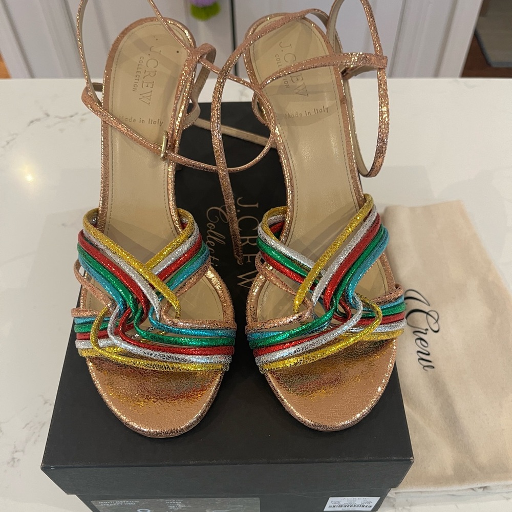 J. Crew Collection Multi Metallic Strappy Heel